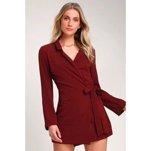 Women's Lulu's Hollywood Nights Burgundy Blazer Romper Size M